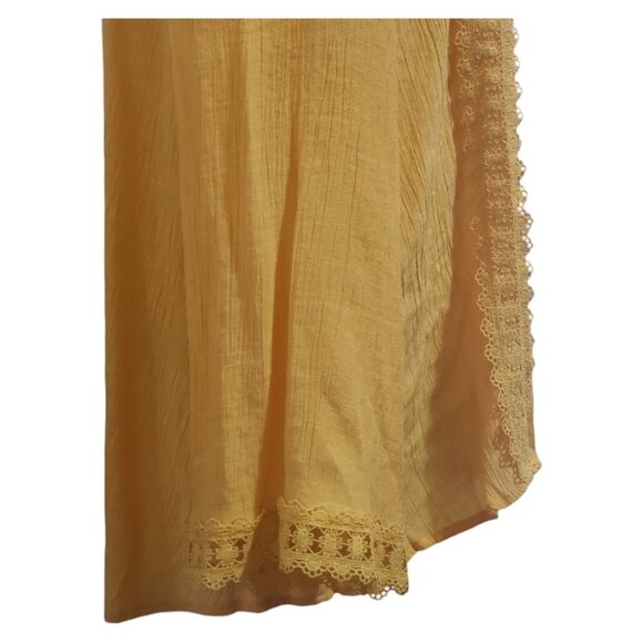 CT1812 Yellow Open Shoulder Lace Long Sleeve Blouse M - Picture 4 of 5